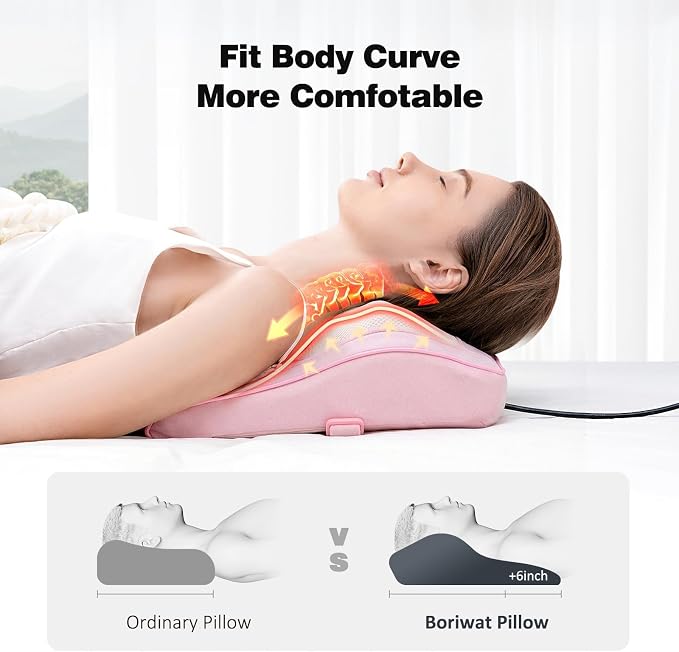 Boriwat Neck and Back Massager with Heat, 3D Kneading Shiatsu Massage Pillow for Neck, Back, Shoulders, Legs, Deep Tissue Relief for Sore Muscles, Home & Car, Great Gift for Women, Men, Mom, Dad - Image 2
