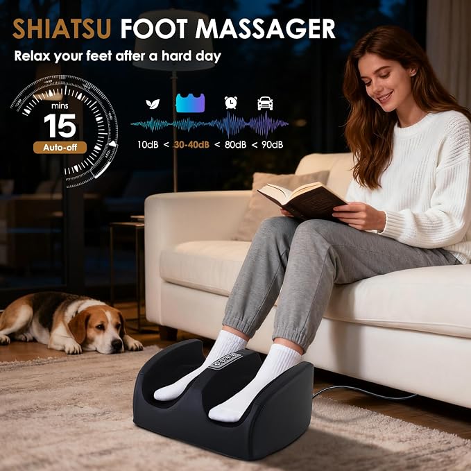 Foot Massager with Heat Electric Foot and Calf Massager Black - Image 3
