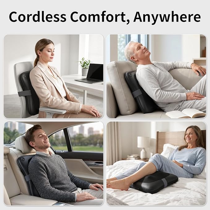 Nekteck Cordless Back Massager with Heat for Pain Relief Deep Tissue - Image 4
