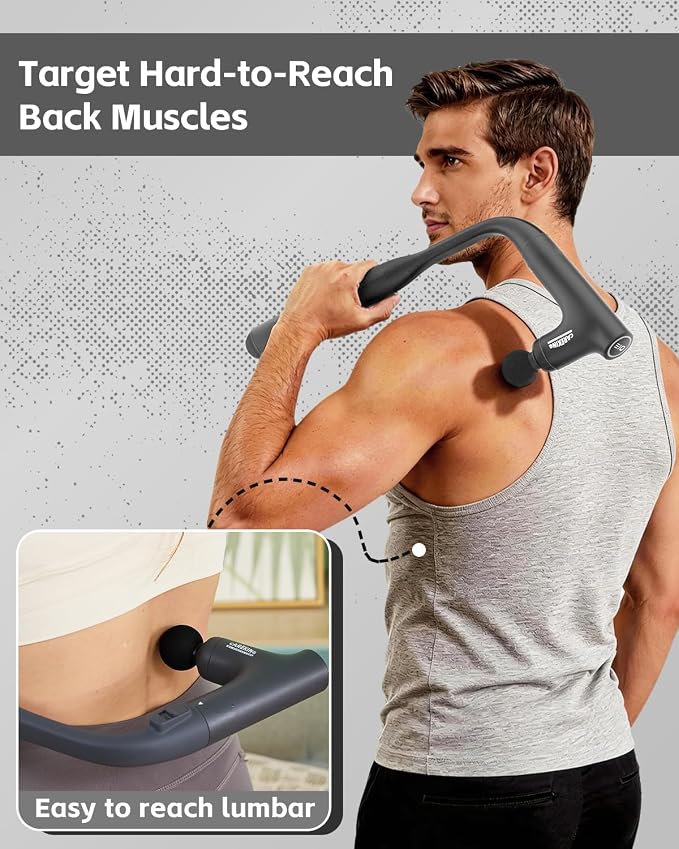 3-in-1 Massage Gun, Deep Tissue Percussion Massager with Extended Handle for Back Pain Relief, Portable for Gym/Office/Home, FSA-HSA Eligible - Image 2