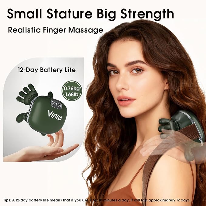 Vinid Bionic Neck and Shoulder Massager with Heat, 4D Kneading Massage, Simulated Human Hand Design for Pain Relief and Muscle Relax, Neck Massager Pillow Ideal for Valentines Gift, Green - Image 6