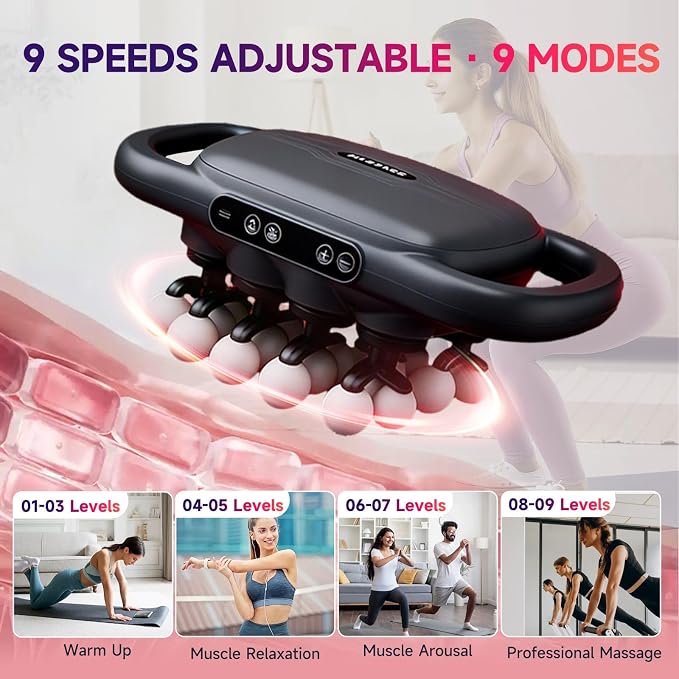 24-Heads Massage Gun Set for Full-Body Recovery, Deep Tissue Percussion Muscle Massager with 9 Modes, Quiet High-Power Back Massager for Gym, Office & Home, - Image 2