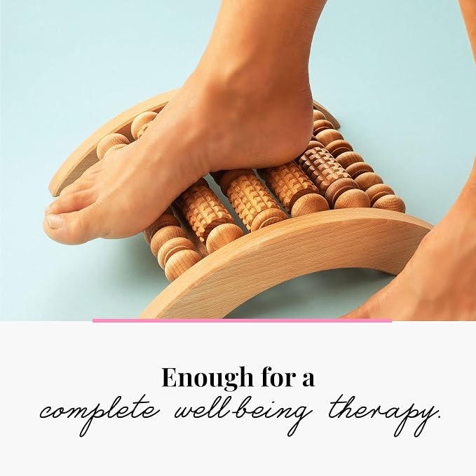 Tuuli Accessories - Wooden Foot Massager, Grooved Muscle Roller, Helps Ease Muscle Tension and Improve Blood Circulation, Natural Wood Therapy Massage Tools, 29 x 24.5 cm - Image 6