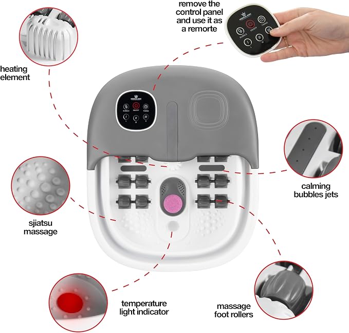 Medical king Foot Spa with Heat and Massage and Jets Includes A Remote Control A Pumice Stone Collapsible Foot Spa Massager with Heat and Massage Bubbles and Vibration - Image 4