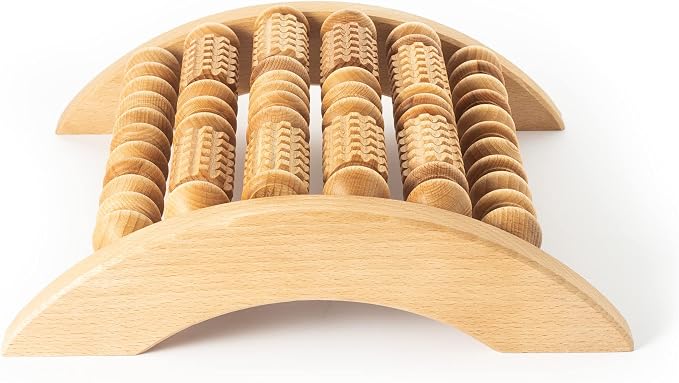 Tuuli Accessories - Wooden Foot Massager, Grooved Muscle Roller, Helps Ease Muscle Tension and Improve Blood Circulation, Natural Wood Therapy Massage Tools, 29 x 24.5 cm - Image 2