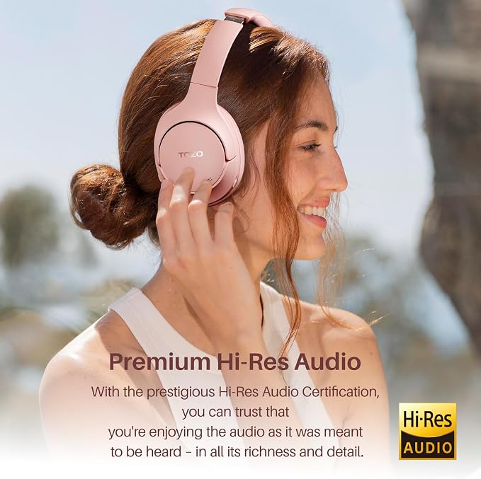TOZO Hybrid Active Noise Cancelling Headphones, Hi Res Audio | Wireless Over Ear Bluetooth Headset, 60H Playtime, Custom EQ via App Deep Bass Comfort Fit Ear Cups, for Home Office Travel - Image 3