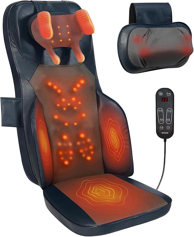 Back Massager for Chair with Dual Neck Modules and Heat, Blue by Makerzone3DPrinterParts