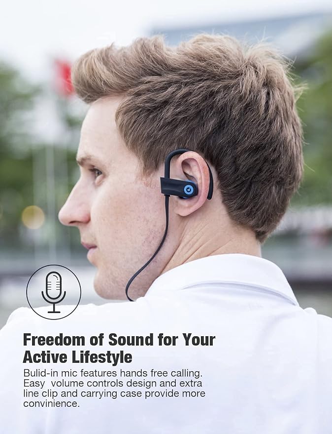 Bluetooth Headphones, Otium Wireless Sports Earbuds, Waterproof IPX7 w/Mic, HD Stereo in-Ear Earphones, Case, Fast Pairing, Gym Running Workout, 10 Hrs Battery Noise Cancelling Headsets - Image 7