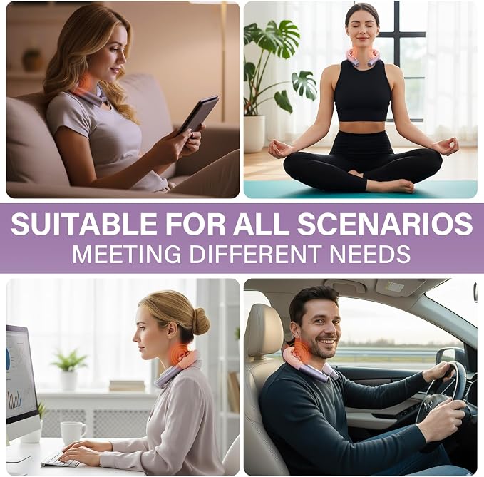 Neck Massager for Pain Relief Deep Tissue with Heat and 10 Massage Patterns & 16 Intensity Steps, Gift for Home or Travel, Purple - Image 4