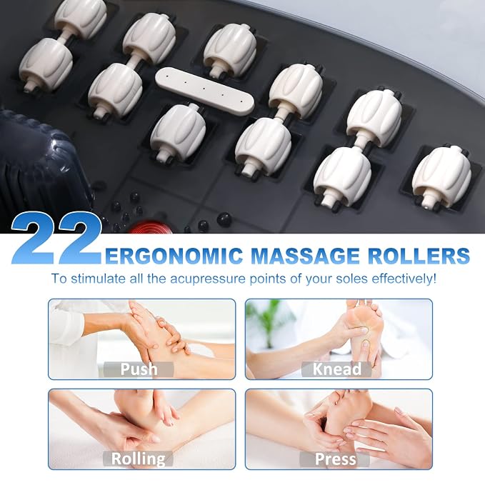 ECARBME Foot Spa Bath Massager with Heat, Foot Soaking Tub with 22 Massage Rollers, Temperature Control, Jets, Bubbles, Epsom Salt and Vibration, Foot Bath soak tub for Relaxation - Black - Image 9