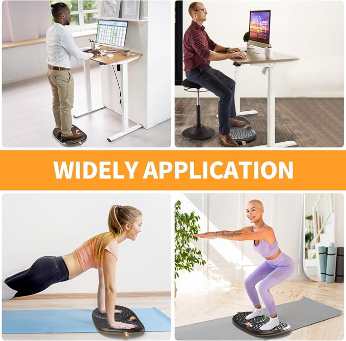 Trobing Standing Desk Mat Balance Board with Rollerball, Wooden Wobble Anti Fatigue Mat Balance Board for Standing Desk, Home Office Non-Slip Comfort Floor Mat to Relieve Foot, Knee, and Back Pain - Image 4