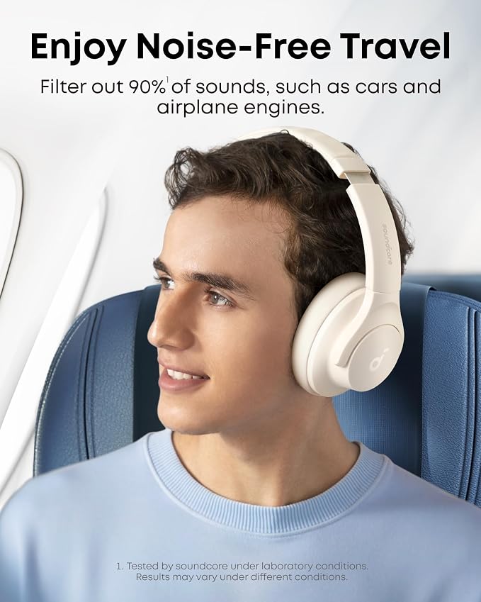 Soundcore by Anker Q20i Hybrid Active Noise Cancelling Headphones, White | Over-Ear, Bluetooth, 40H ANC Playtime, Hi-Res Audio, Big Bass, Transparency Mode, Customize via App, Travel, Home, Office - Image 2