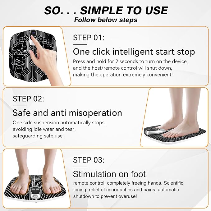 EMS Foot Stimulator (HK701A),Transcutaneous Electrical Nerve Stimulator for Pain Relief,EMS Foot Massager for Stimulate Healthy Muscles,Improve and facilitate Muscle Performance, Portable - Image 6