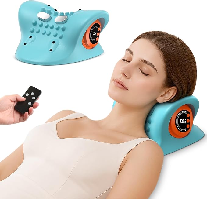 Neck Massager 2026 Portable Neck Traction Device,Cervical with Heating & Vibration–Relieve Muscle Tension,4-in-1 Neck Customizable Massage Modes with Wireless Remote Control by Unknown
