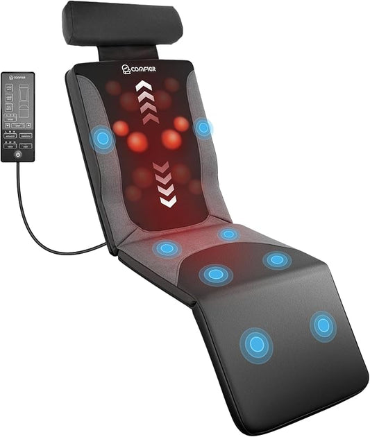COMFIER FSA Full Body Massage Mat with Heat, HSA Eligible Shiatsu Back Massager for Pain Relief Kneading & Vibration, Graphene Heating Chair Massage Pad for Recliner Sofa Bed, Gifts for Mom Dad by COMFIER
