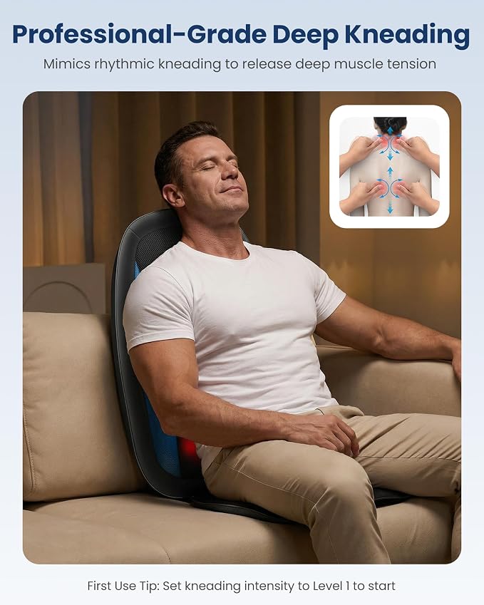 COMFIER Shiatsu Back Massager with Heat,Deep Tissue Kneading Massage Seat Cushion,Massage Chair Pad for Full Back,Body Massager for Home or Office Chair use - Image 3