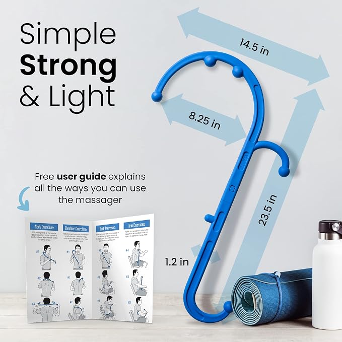 LiBa Back and Neck Massager 2-Pack Trigger Point Hook Therapy Blue - Image 2