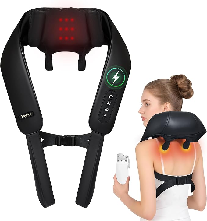 Joyset Cordless Neck and Shoulder Massager with Heat, 4D Shiatsu Kneading by joyset