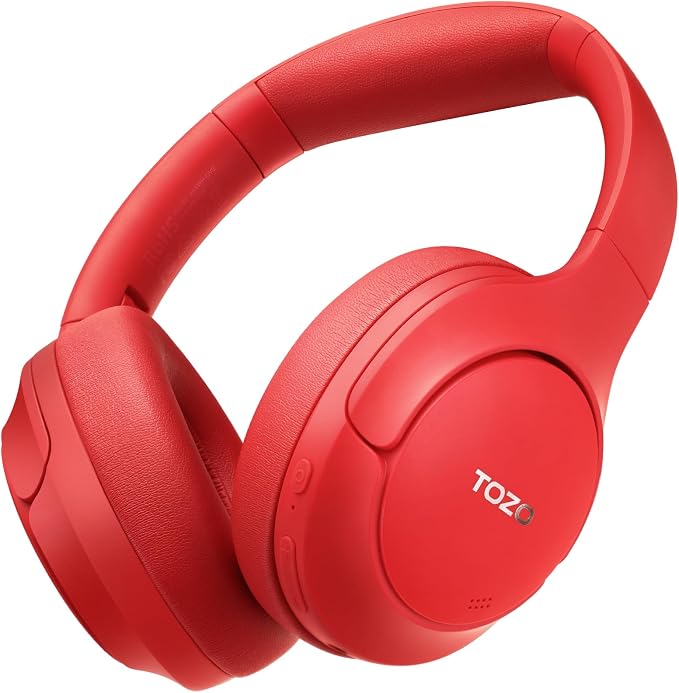 TOZO Hybrid Active Noise Cancelling Headphones, Hi Res Audio | Wireless Over Ear Bluetooth Headset, 60H Playtime, Custom EQ via App Deep Bass Comfort Fit Ear Cups, for Home Office Travel by TOZO