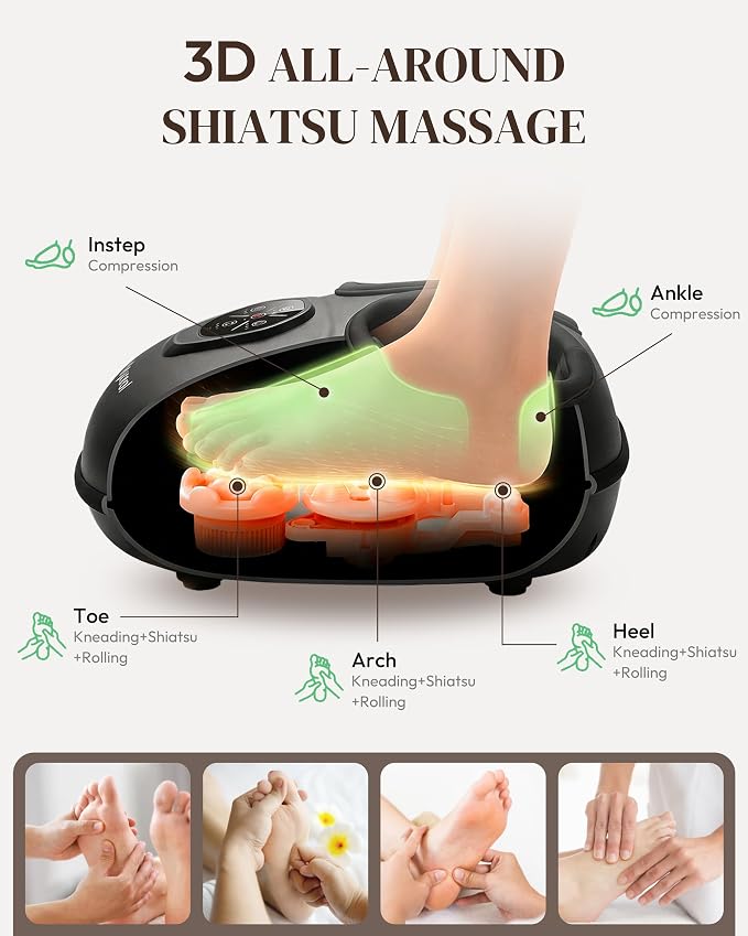 Heycool Foot Massager with Heat, Deep Shiatsu for Neuropathy Pain Relief - Image 3