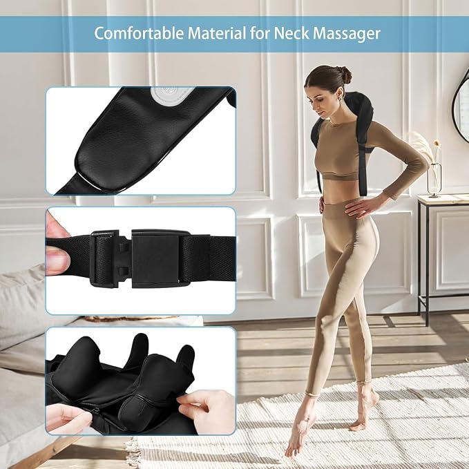 Cordless Neck Massager with Heat, 6 Kneading Shiatsu Deep Tissue, Hands-Free Neck and Shoulder Massager for Pain Relief, Rechargeable Electric Back Massager for Home Office, Gift for Dad Mom Men Women - Image 7