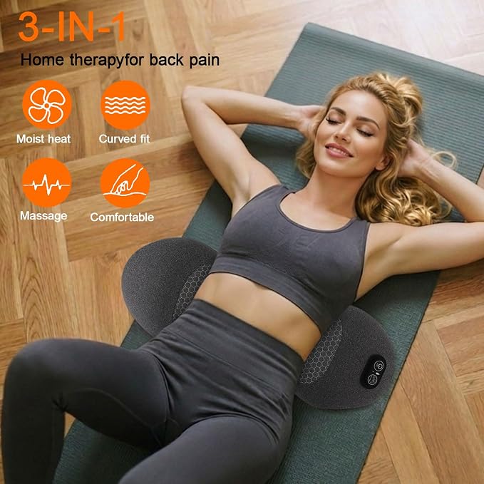 3 in 1 Upgraded Rechargeable Electric Lumbar Support Pillow with Heat & Massage Back Cushion, Ergonomic Memory Foam Lower Back Massager for Fatigue Relief, for Home, Office, Bed, Sofa, and Car Use - Image 6