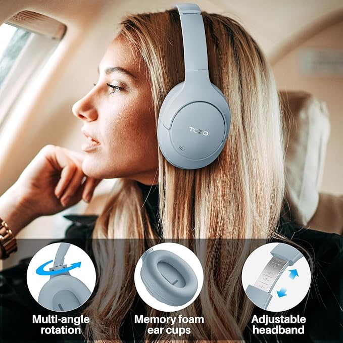 TOZO Hybrid Active Noise Cancelling Headphones, Hi Res Audio | Wireless Over Ear Bluetooth Headset, 60H Playtime, Custom EQ via App Deep Bass Comfort Fit Ear Cups, for Home Office Travel - Image 8