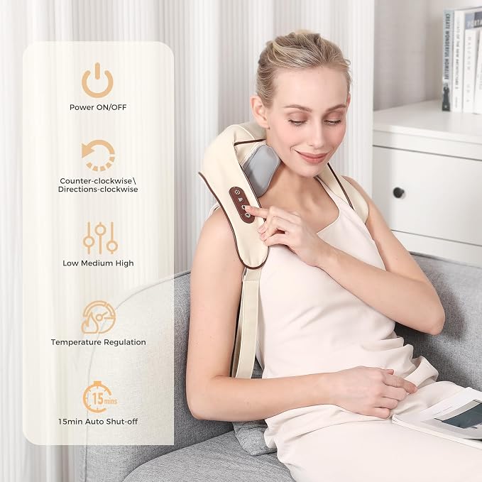 KppeX 4D Deep Cordless Neck Massagers Pillow, Shell White - Image 6