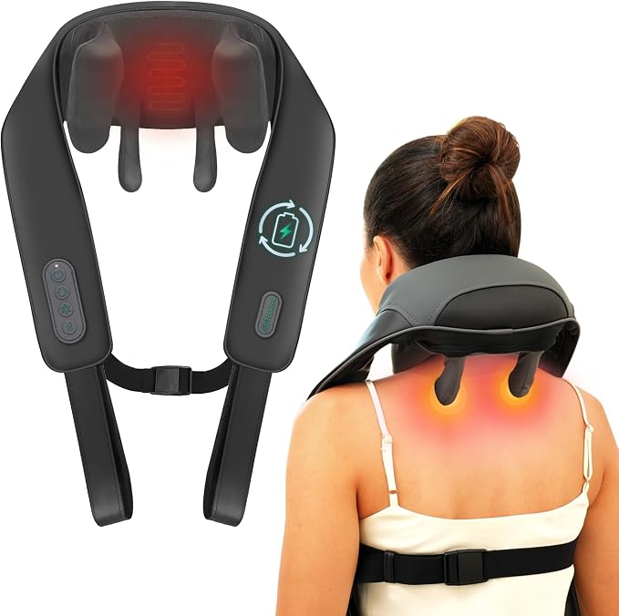 Snailax 4D Cordless Neck and Shoulder Massager with Heat and Kneading by Snailax