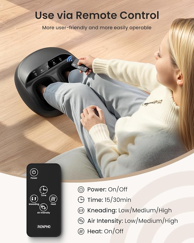 RENPHO Shiatsu Foot Massager with Heat, Deep Kneading & Auto Foot Size Fit - Image 5