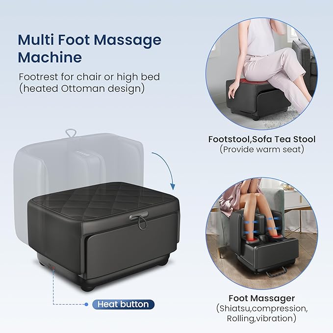 COMFIER Shiatsu Foot & Calf Massager with Heat,2 in 1 Ottoman,FSA Eligible - Image 2