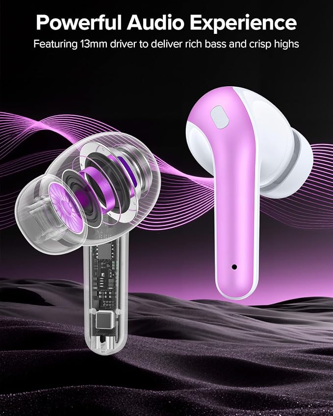 TAGRY Bluetooth Headphones True Wireless Earbuds 60H Playback LED Power Display Earphones with Wireless Charging Case IPX5 Waterproof in-Ear Ear buds with Mic for TV Smart Phone Laptop Computer Sports - Image 5