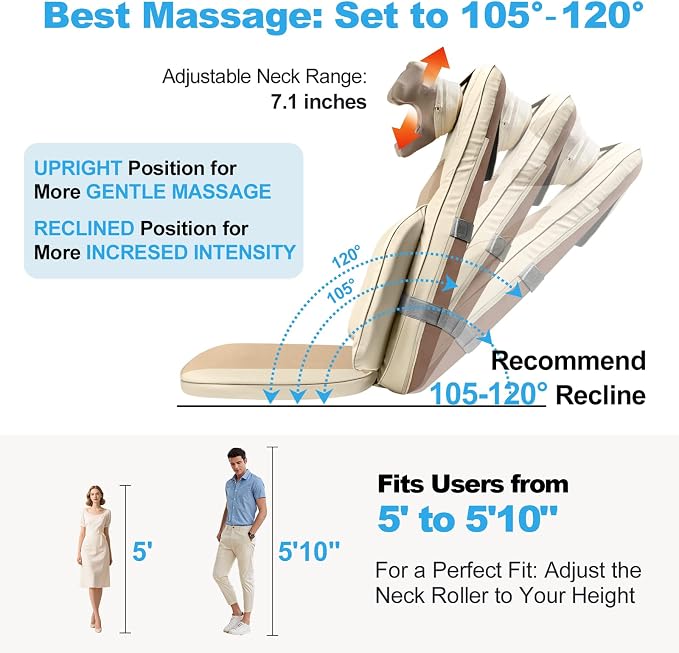 Back Massager for Chair with Dual Neck Modules and Heat, Beige - Image 5