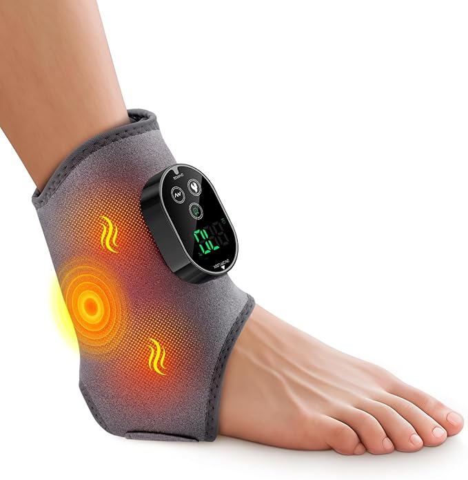 Cordless Foot Massager for Neuropathy, Foot and Ankle Massager for Pain Relief, 3000mAh Rechargeable Ankle Heating Pad with Massage for Circulation, Gray by BAISEMAIN