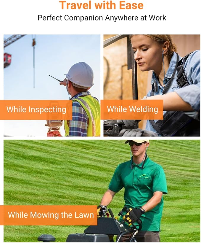 Bluetooth Work Headphones, OSHA-Compliant, 27dB NRR, 24H Playtime | Noise-Reduction Safety Earbuds | Bluetooth 5.4, 100 ft | aptX HD | Soft 3-Flange Silicone Ear Tips | Blue-Orange - Image 7