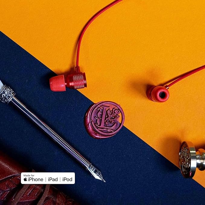 LUDOS Ultra iPhone Wired Headphones Earbuds Earphones with Lightning Connector Apple MFi Certified, 5 Years Warranty, for iPhone 14 13 12 11 Pro Max X XS XR 8 7 Plus with Microphone Control - Red - Image 9