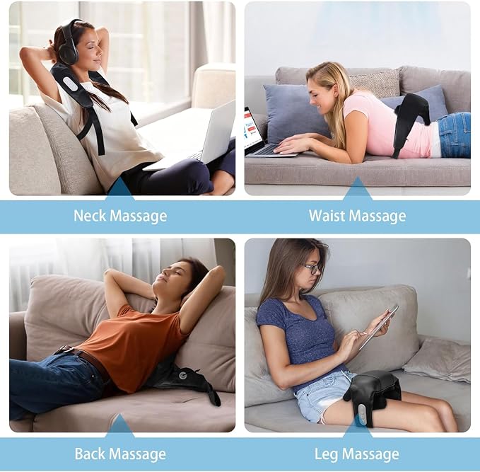 Cordless Neck Massager with Heat, 6 Kneading Shiatsu Deep Tissue, Hands-Free Neck and Shoulder Massager for Pain Relief, Rechargeable Electric Back Massager for Home Office, Gift for Dad Mom Men Women - Image 3