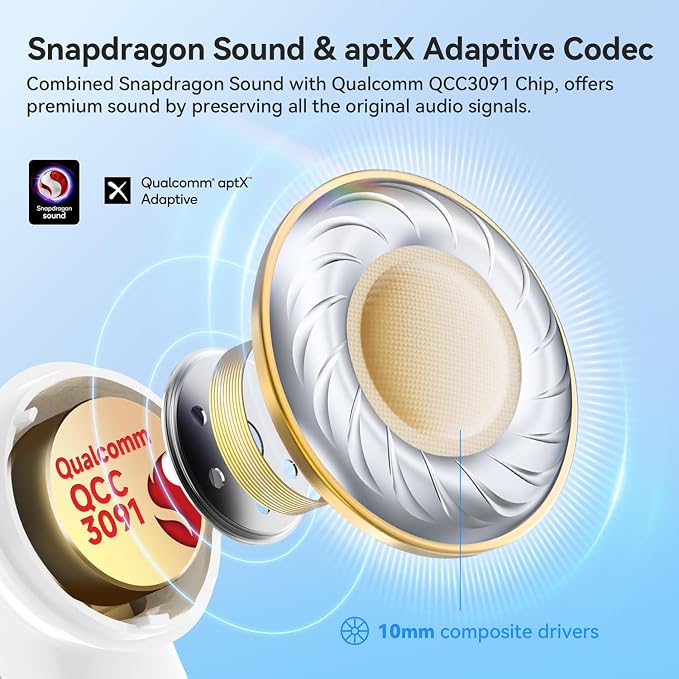 EarFun Air Pro 4 Adaptive Hybrid Noise Canceling Wireless Earbuds, 6 Mics | Qualcomm Snapdragon Sound, aptX Lossless, LDAC Hi-Res Audio, 52H Playtime, Bluetooth 5.4, In-Ear Detection, Glossy White - Image 3