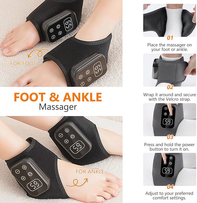 Foot Advanced Renew Triple Method Massager for Neuropathy and Plantar Fasciitis, Cordless Foot Massager with Heat and Vibration, Portable for Home Travel Use（Gray 2pcs） - Image 4