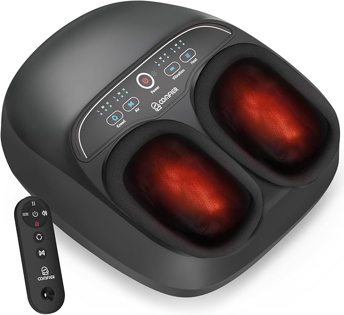 COMFIER Foot Massager with Heat, Kneading, Vibration, Compression, FSA Eligible HSA Store Shiatsu Massager for Plantar Fasciitis Neuropathy, Upgrade Pause Function, Up to Size 13, Gift for Men Women by COMFIER