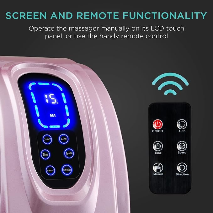 Best Choice Products Shiatsu Foot Massager for Pain Relief, Plantar Fasciitis, Neuropathy, Blood Circulation, Remote Control w/Compact Design - Rose - Image 2