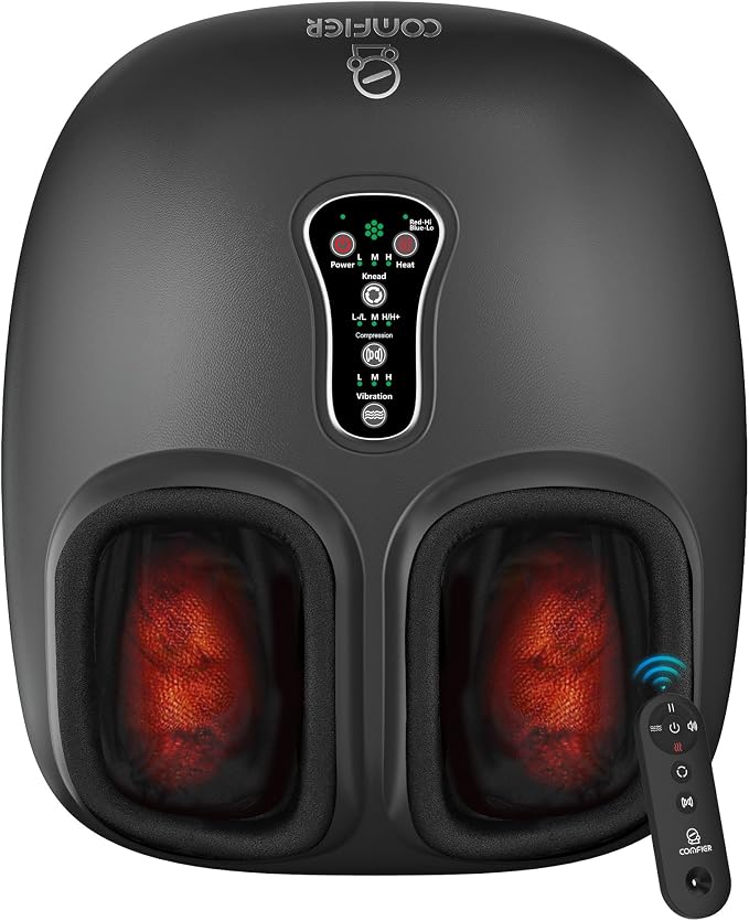 COMFIER 2026 Shiatsu Foot Massager with Heat, Birthday Gifts for Women, Feet Massager for Neuropathy, Plantar Fasciitis Relief, Remote Control, Biger Size 13, 5 Compression Levels, 3 Kneading Speeds by COMFIER