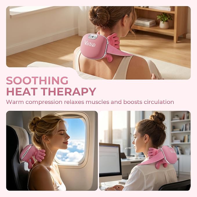 Vinid Bionic Neck and Shoulder Massager with Heat, 4D Kneading Massage, Simulated Human Hand Design for Pain Relief and Muscle Relax, Neck Massager Pillow Ideal for Valentines Gift, Pink - Image 6