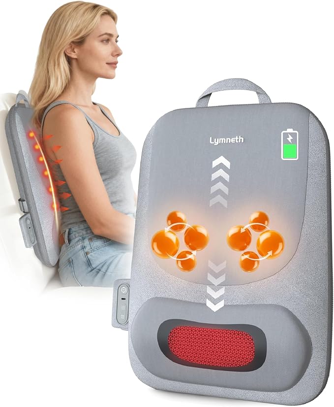 Cordless Shiatsu Back Massager for Pain Relief Deep Tissue with Heat by lymneth