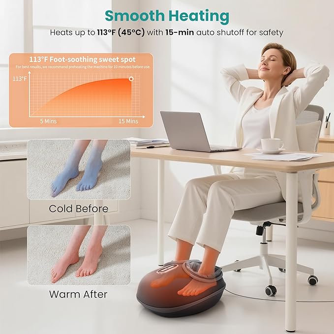 Nekteck Shiatsu Foot Massager with Heat & Air Compression Deep Kneading - Image 4
