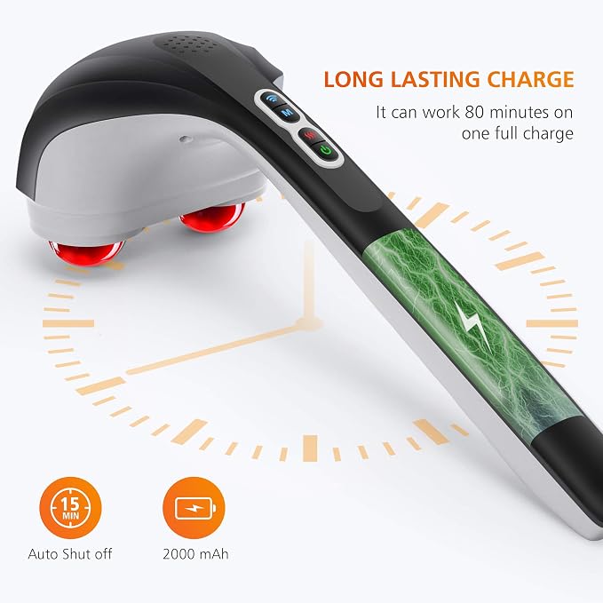 Snailax Handheld Massager, Cordless Percussion Back Massager with Heat - Image 7