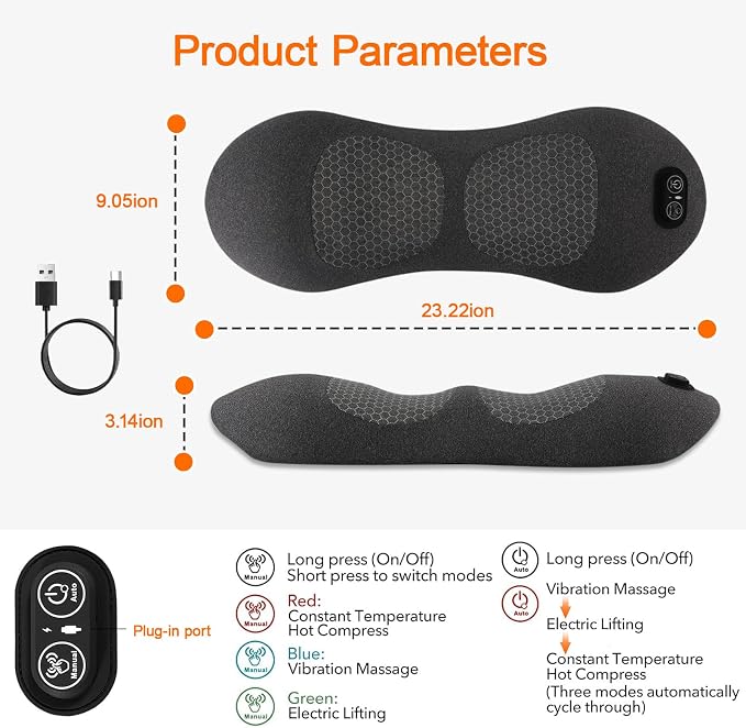 3 in 1 Upgraded Rechargeable Electric Lumbar Support Pillow with Heat & Massage Back Cushion, Ergonomic Memory Foam Lower Back Massager for Fatigue Relief, for Home, Office, Bed, Sofa, and Car Use - Image 2