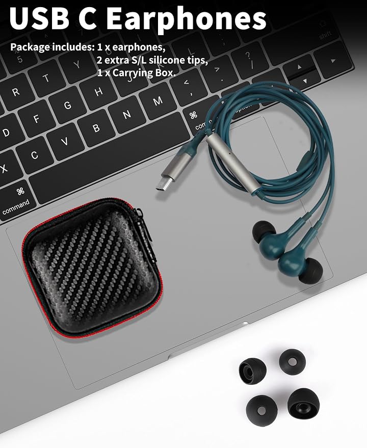 USB C Headphone for Samsung S26 S25 FE S24 A16 A17 Z Wired Earbuds Magnetic | in-Ear Type C Earphone with Microphone Volume Control Bass Stereo Noise Canceling for iPhone 17 Pro Max 16 16e 15 Pixel 10a 9 - Image 5