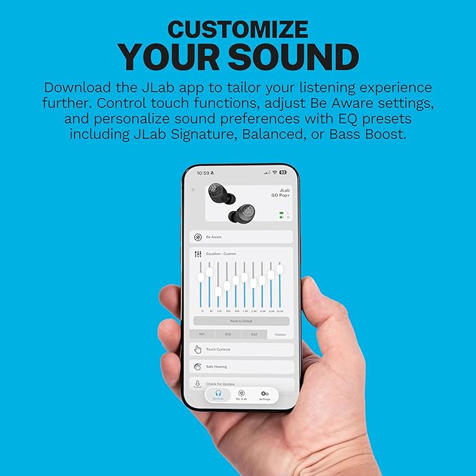 JLab Go Air Pop+ True Wireless Earbuds, Bluetooth Earbuds with Microphone, USB-C Charging Case, Dual Connect, EQ3 Sound, Slate - Image 2