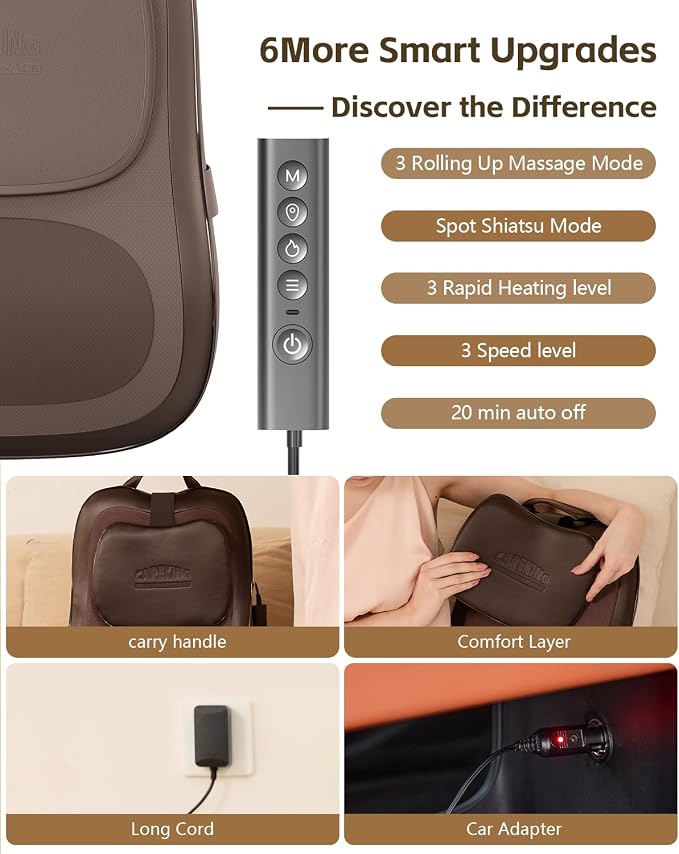 Back Massager With Heat For Pain Relief, 3D Lower Back Massager Deep Tissue - Image 6